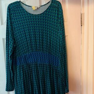 Boden Teal and Navy Long Sleeve Dress , size 20-22